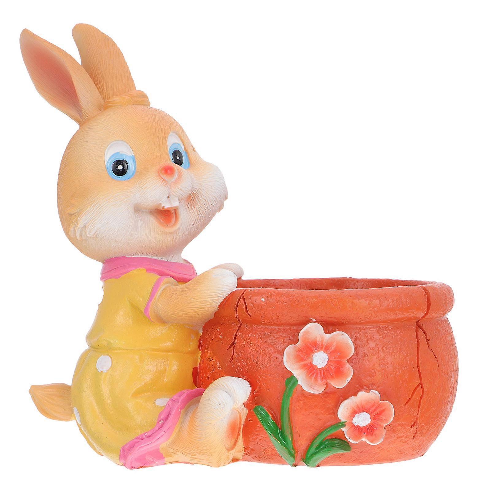Resin Flowerpot Cute Rabbit-Shaped Succulent Planter for Storage 2Pcs