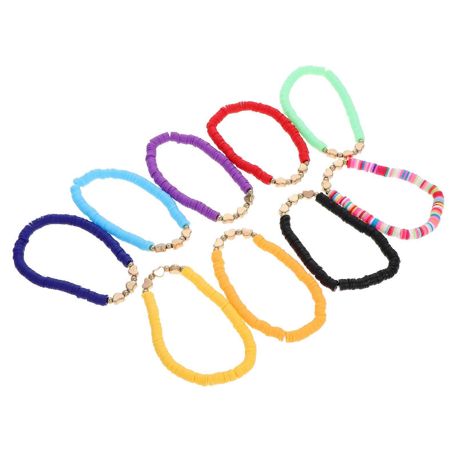 Boho Colorful Polymer Clay Bracelets 45Pcs for Holiday and Summer Use