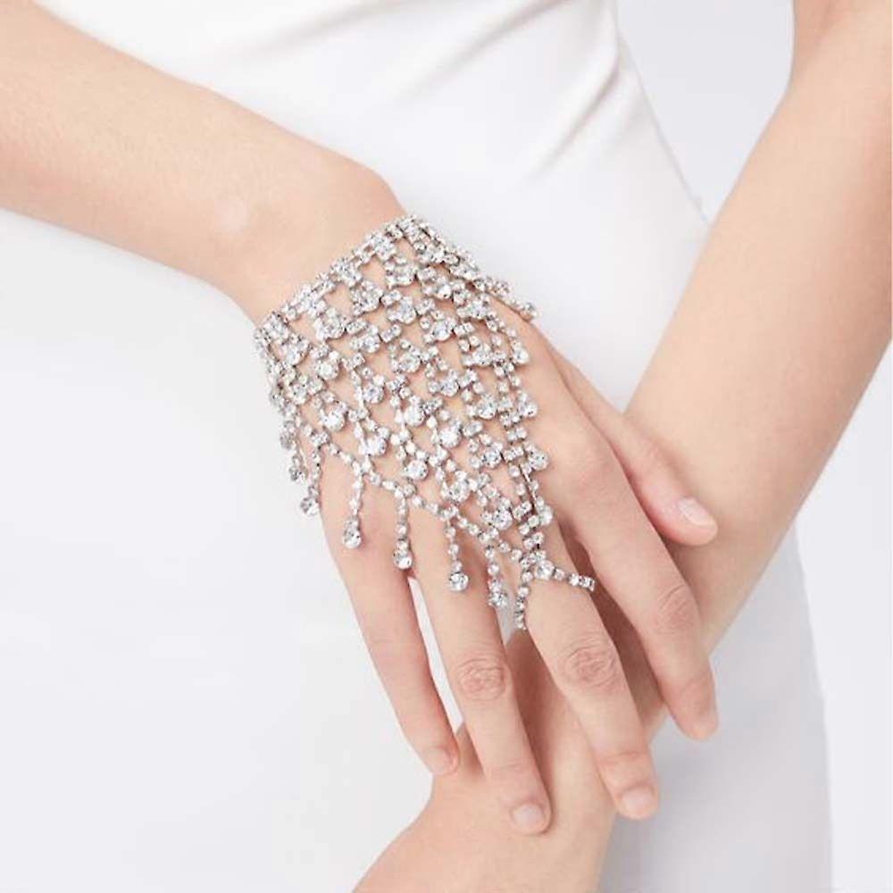 Rhinestone grid rhinestone bracelet personality creative versatile shining finger bracelet