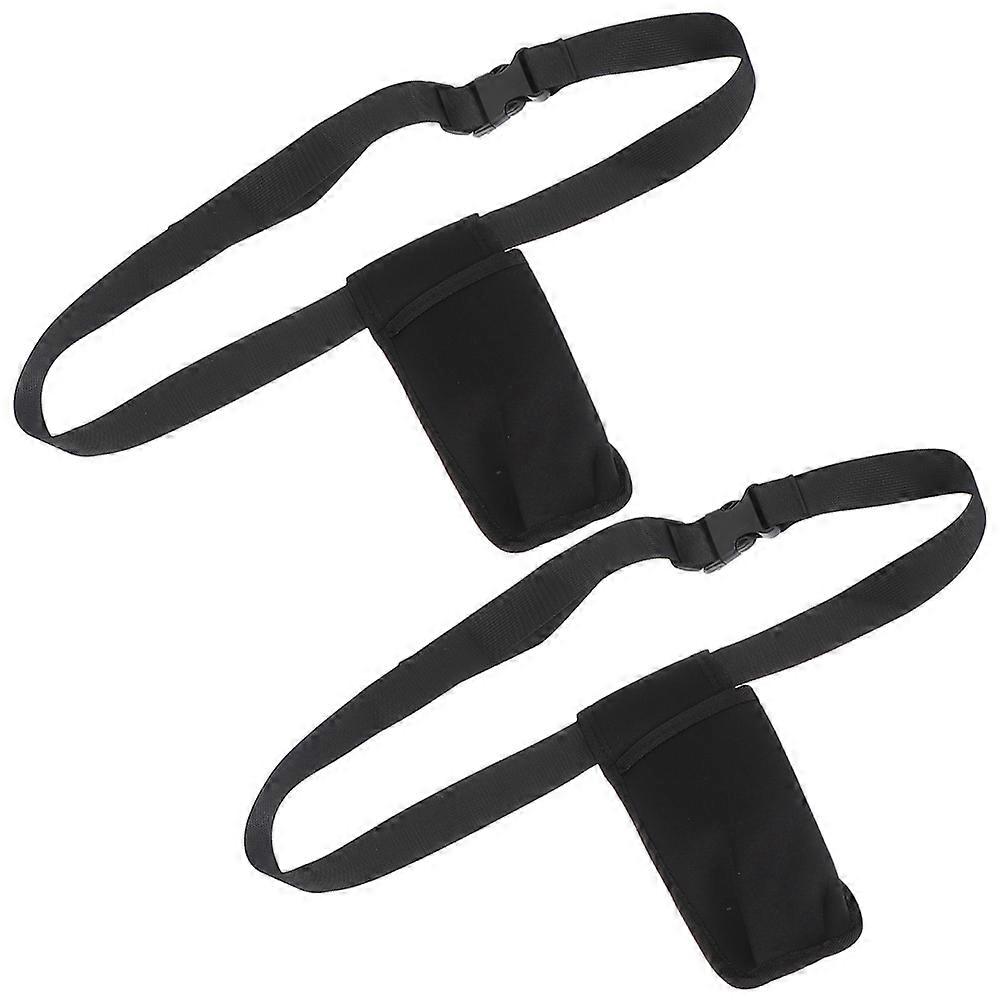 Adjustable Massager Bottle Waist Pouch for Storage 2Pcs Black Neoprene