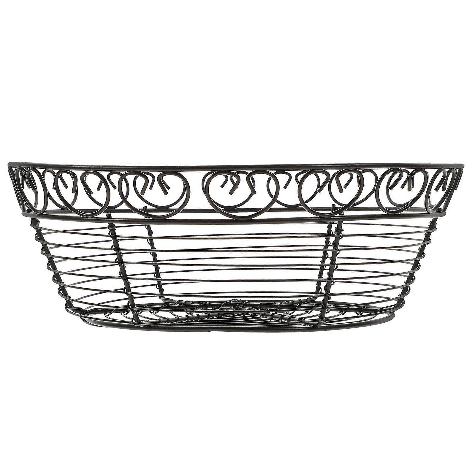 Black Bread Basket Iron Art for Storage 2Pcs Fruit and Vegetable Basket