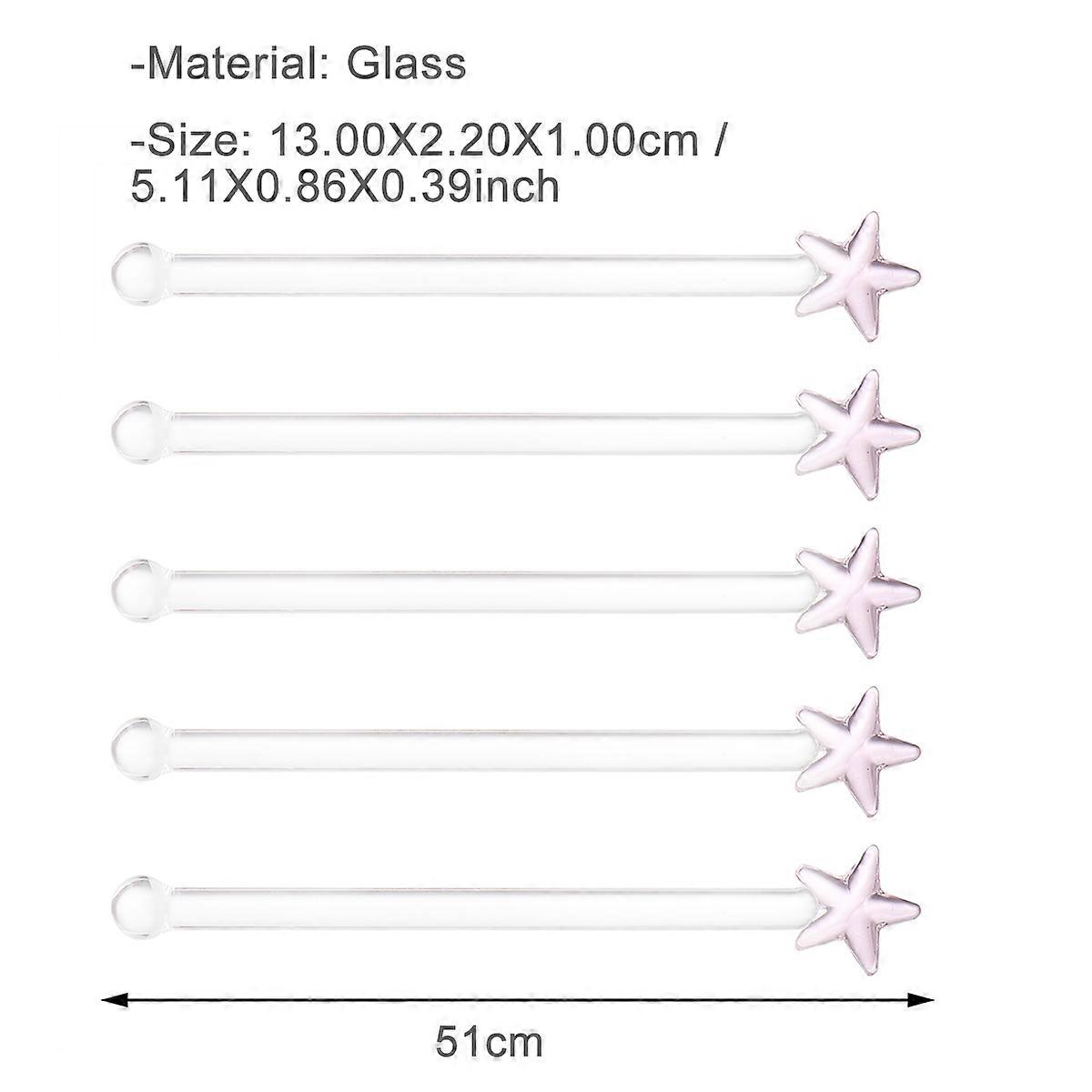 Stirring Sticks Reusable Glass Mixer Stick Home Use 12.2X2.2CM Muddling Random Color 5Pcs