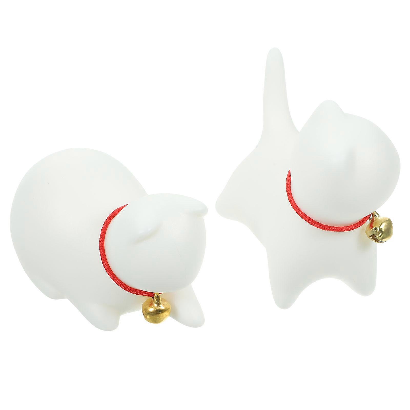 Ceramic Cat Statue Small Figurine for Desktop Animal Decor 4Pcs