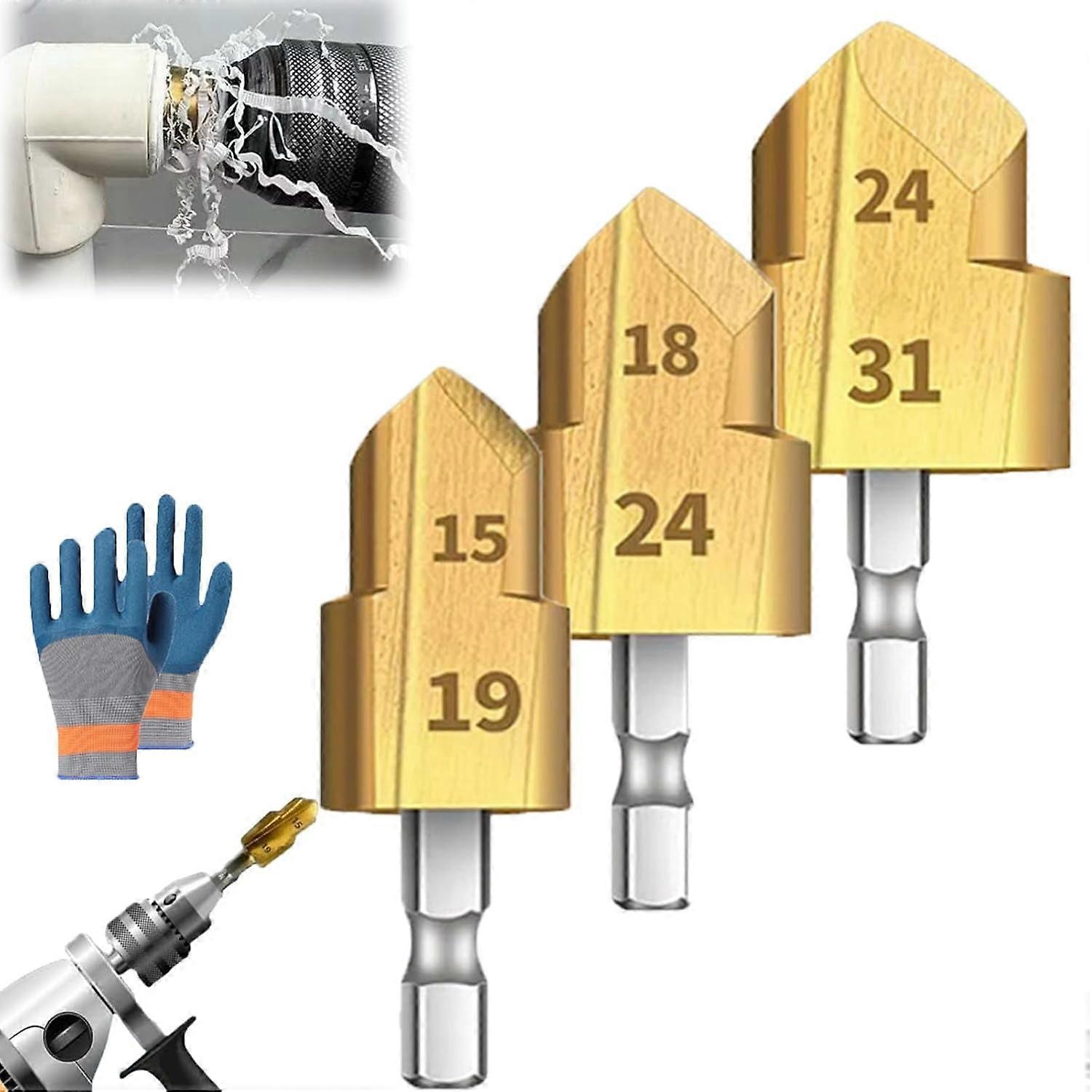 Easygou Heavy Duty Pipe Reaming Drill Bits, PVC & Conduit Reamer Tool, compatible with 20mm Multi-Layer Bulkhead Drill