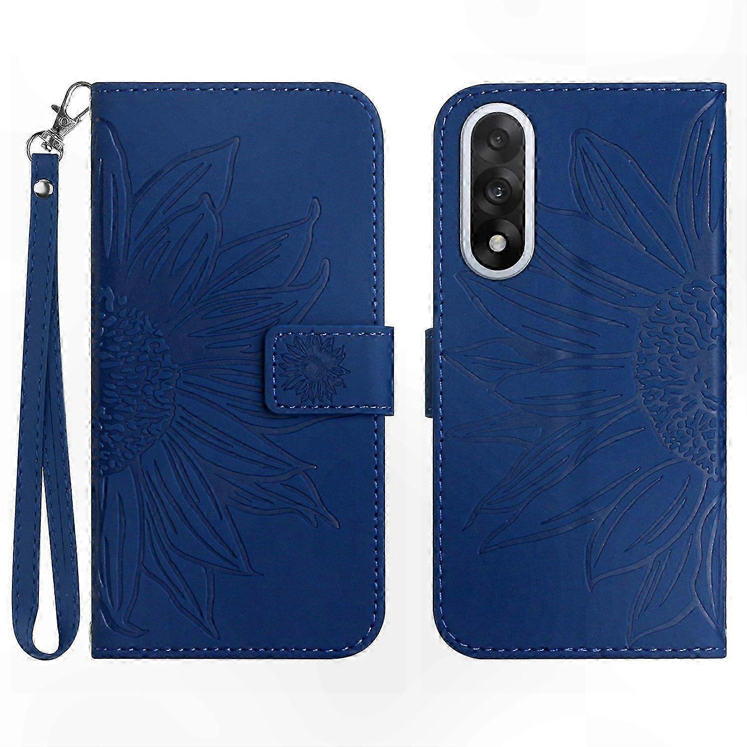 Wrist Strap Wallet Case with Sunflower Pattern & Card Slots for 5G Smartphones