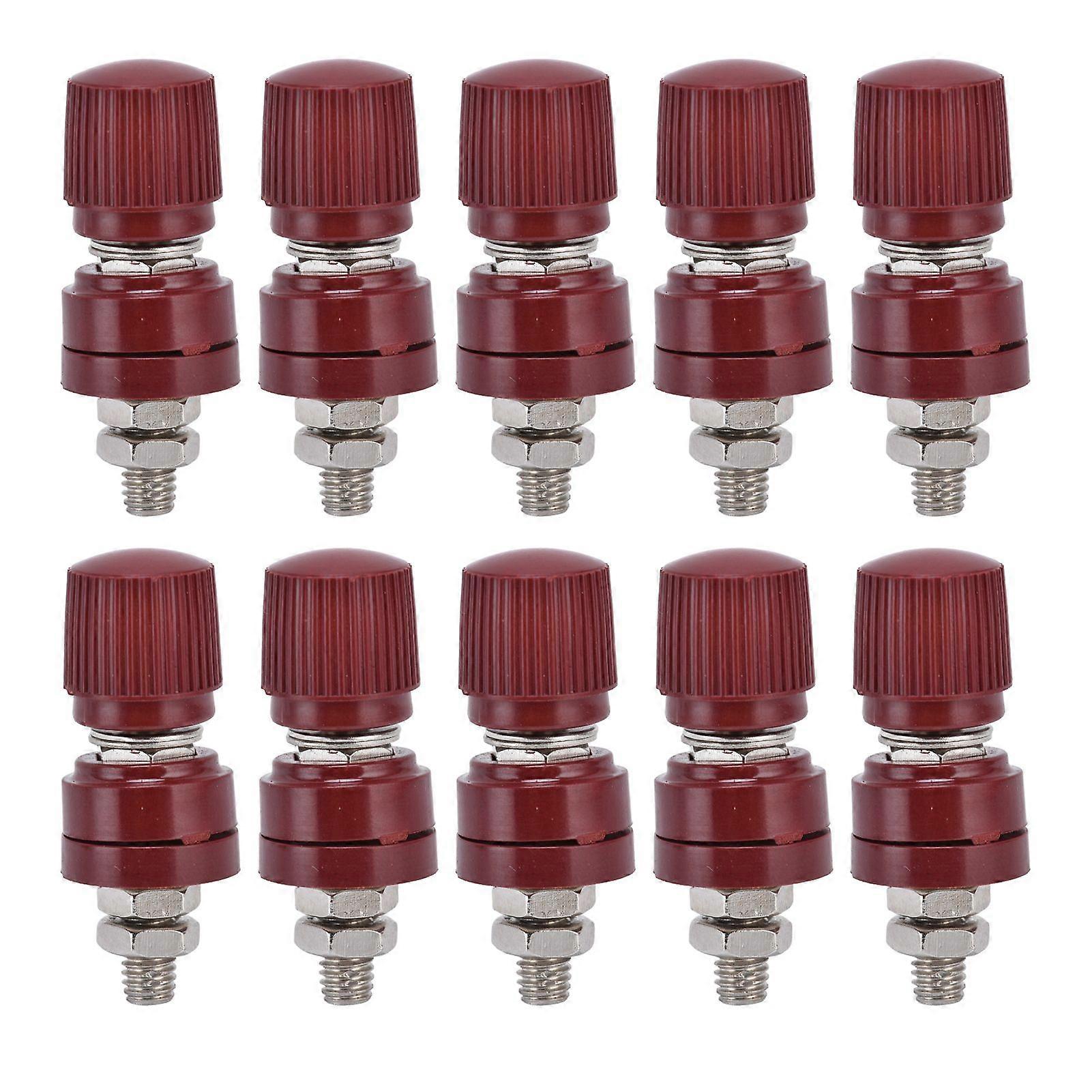 10Pcs Voltage Regulator Terminal Block Inverter Binding Post M6 32mm Screw 333 44mm L 0V380VRed