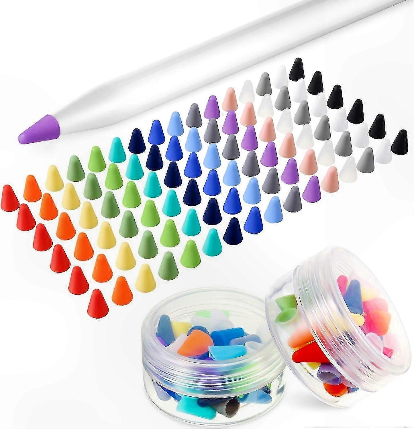 Silicone Nib Protectors, 96-Pack, 16 Colors, Soft Anti-Scratch Covers for Pencil Tips, Compatible with Multiple Models