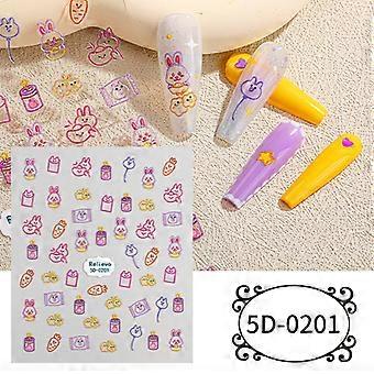 5D Embossed Cartoon Pet Animal Nail Art Stickers, DIY Christmas INS Style, 85x100mm