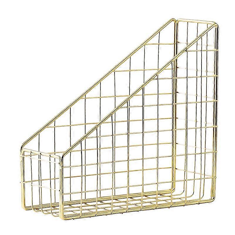 Gold Electroplated Iron Desktop Shelf File Magazine Book Stand