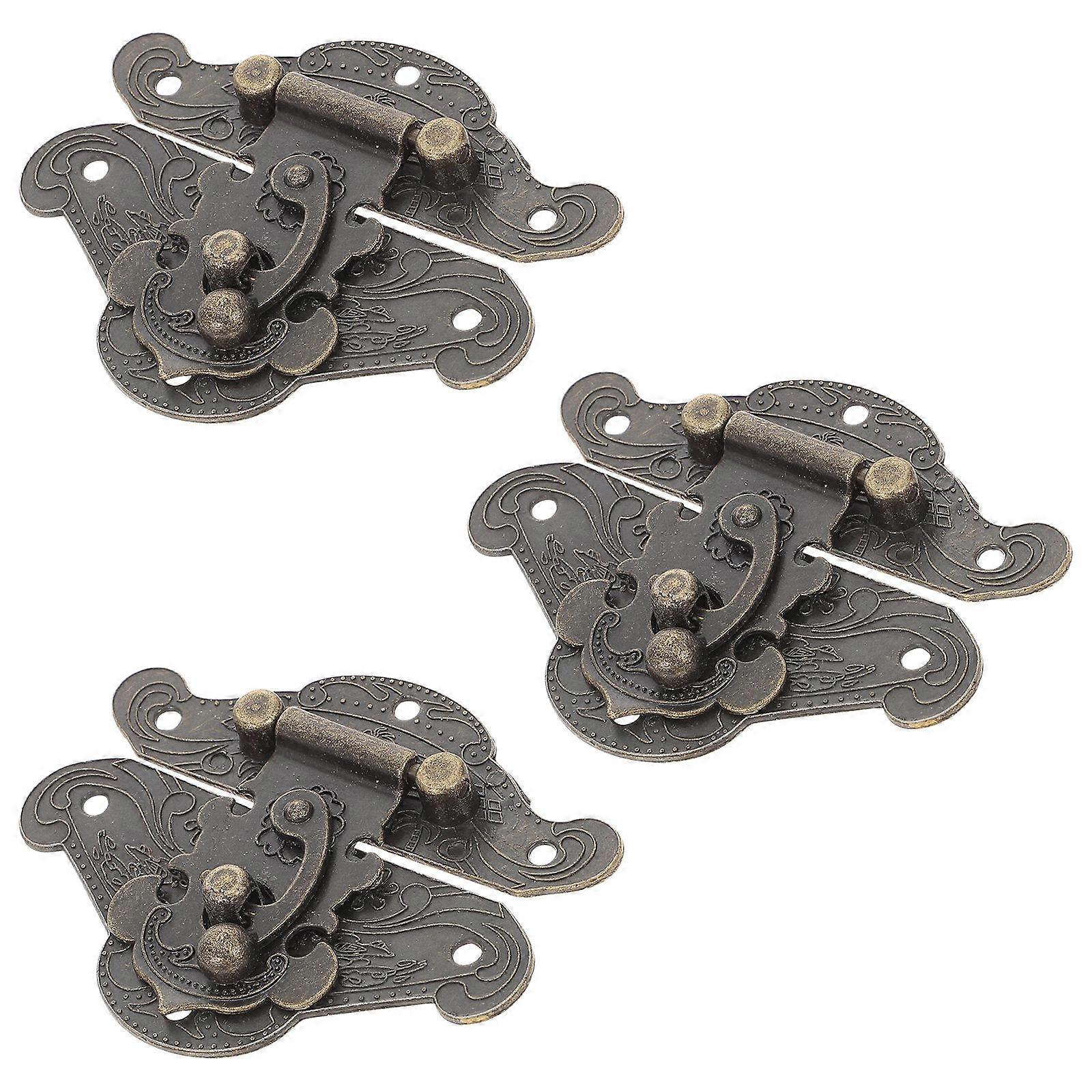 Right Latch Hook for Box Hasp Lock 3Pcs Zinc Alloy Wooden Case Coffee