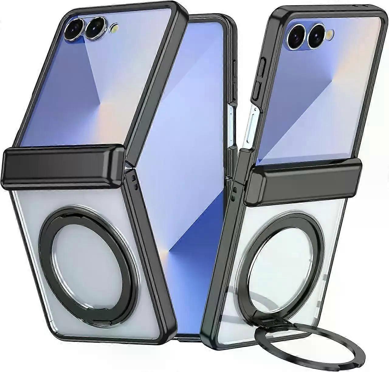 Case for Galaxy Z Flip 7, Compatible with MagSafe, Built-in Kickstand & Screen Protector & Hinge Protection, Slim Protective Phone Case Plating Cover 