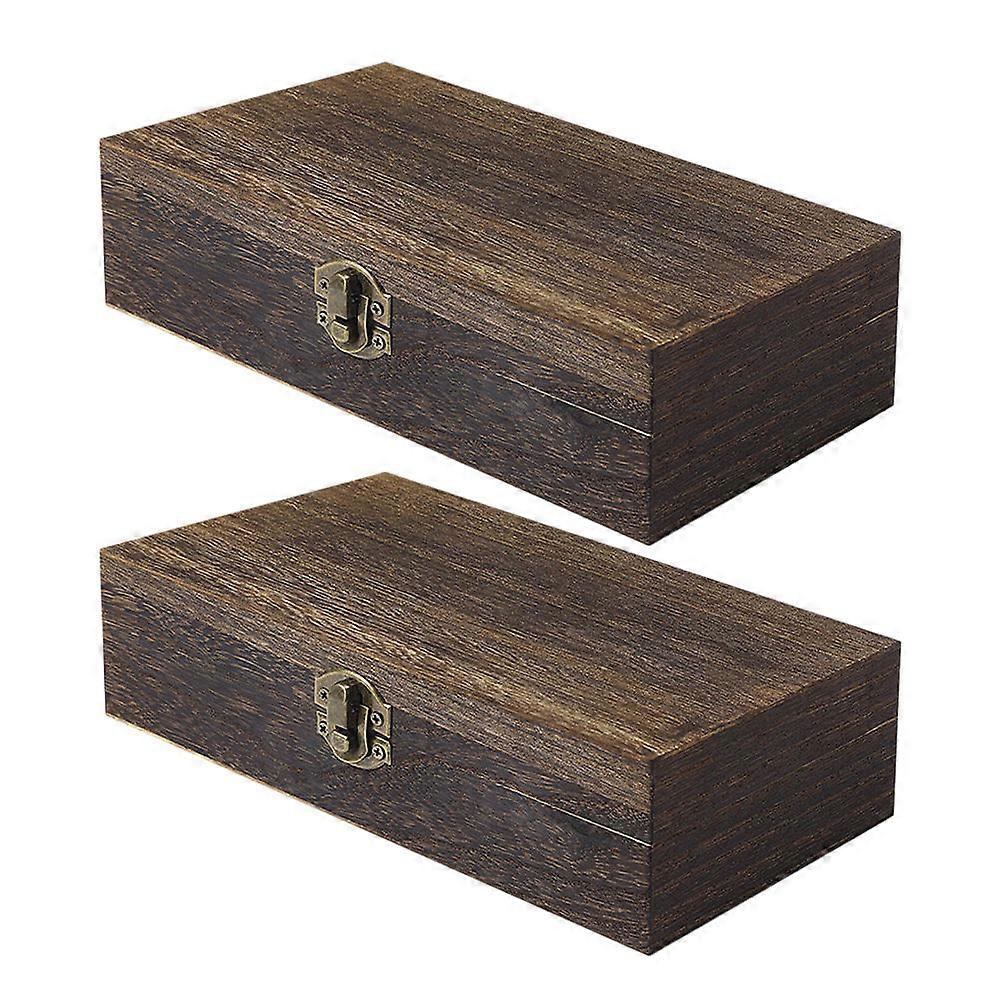 Dark Brown Wood Storage Box for Car Multifunctional 10Pcs Set