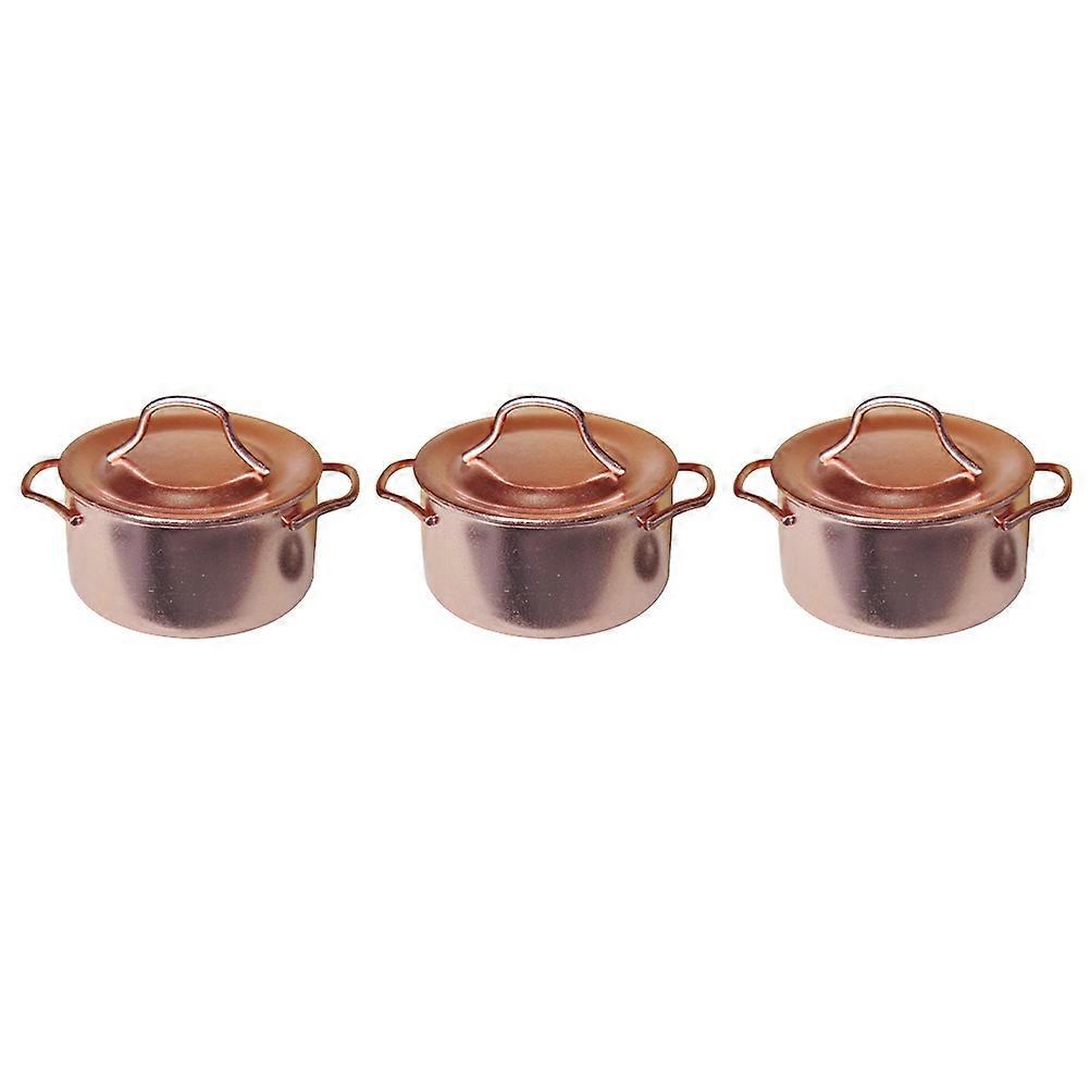 Dollhouse Kitchen Accessories Miniature Soup Pots for Decor 3Pcs