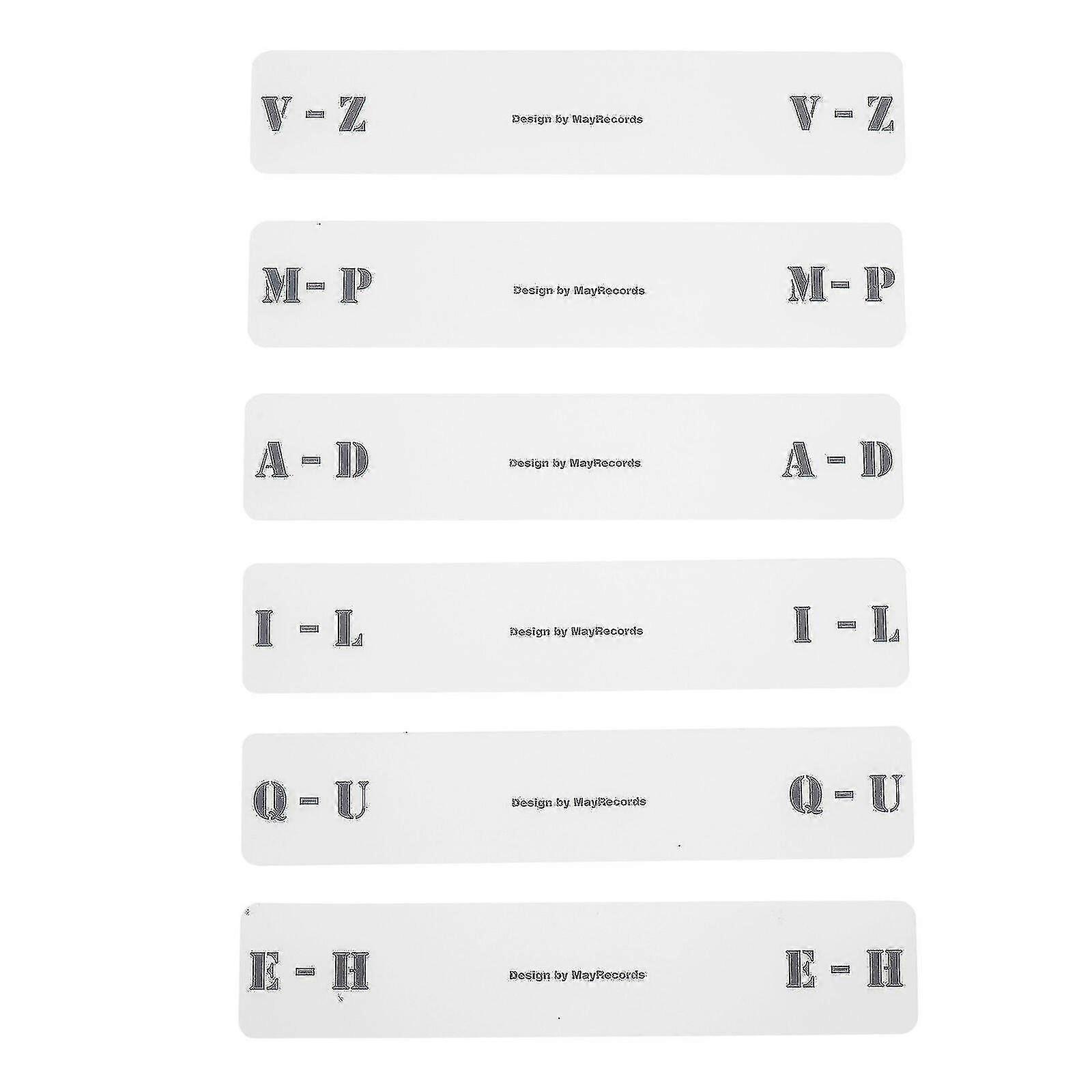 6pcs Record Divider A-z Horizontal Label Acrylic Clear Lp Classification Card