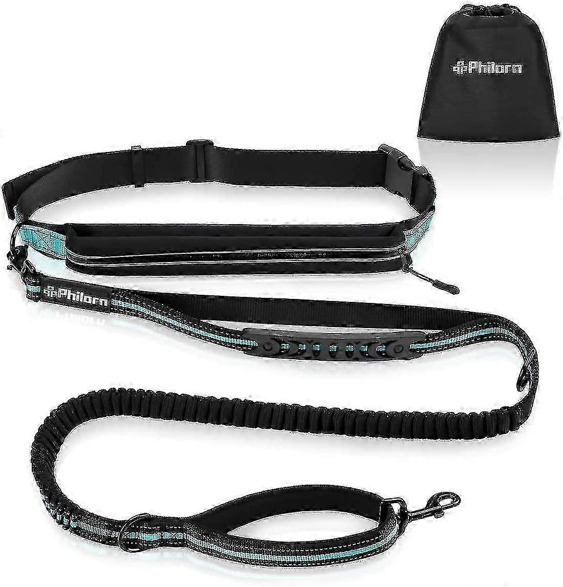 Hands-free Dog Leash With Reflective Stitching, Adjustable Waist Pouch And Double Handle Bungees For Running, Biking, Walking (blue)2025