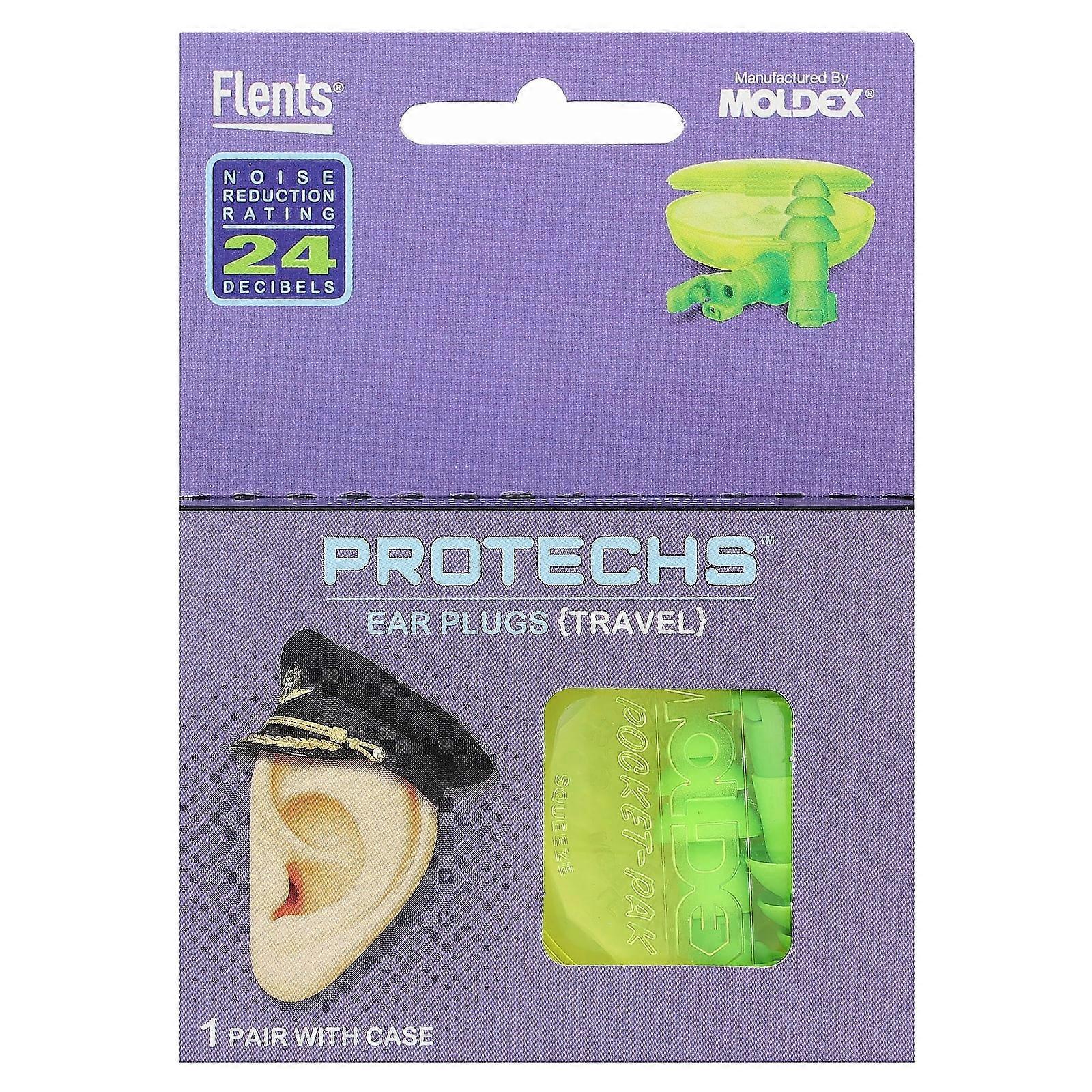 Protechs, Ear Plugs, Travel, 1 Pair with Case