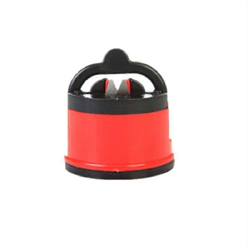 Household Kitchen Knife Sharpener with Fixed Suction Cup, Red