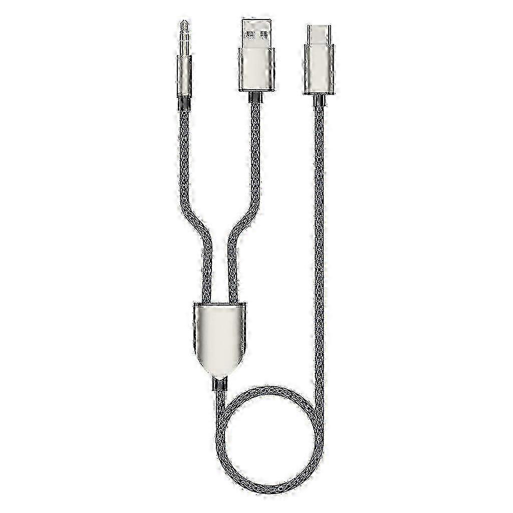 1 Split 2 Tip C To Usb A 3.5mm Cablu Auxiliar Sunet Hifi Stereo Pentru Difuzoare Auto - JA