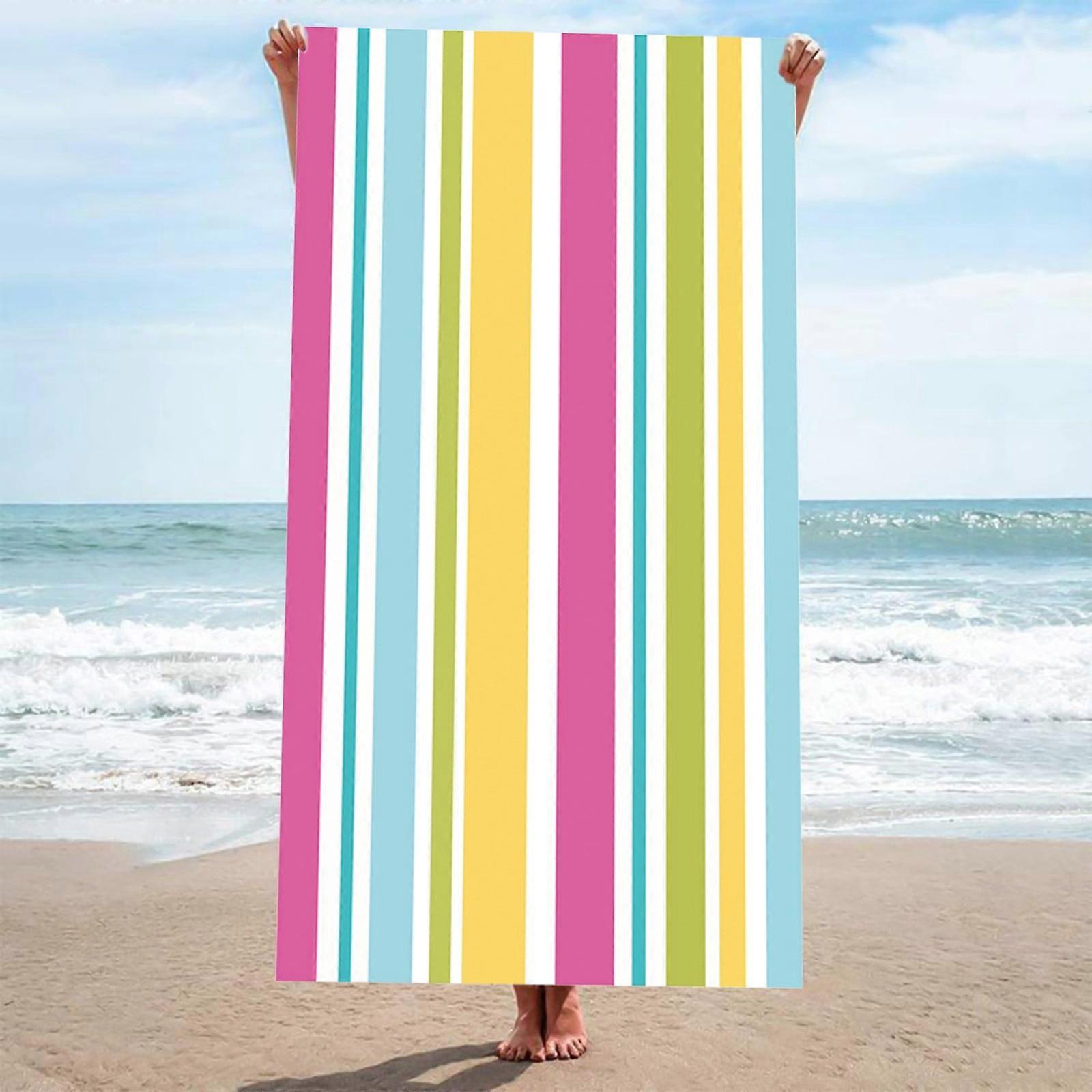 Oggfader Beach Towels Cotton Stripe Series Microfiber Towels Large Bath Towels Beach Towels 150x75CM 205g