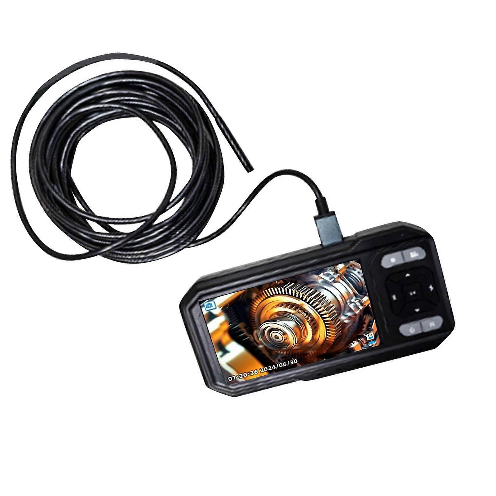 720P Industrial Fiberscope Camera 180° Turn Double Display 5 Foot IPS Screen IP67 Rating For Automotive Maintenance Multicolor