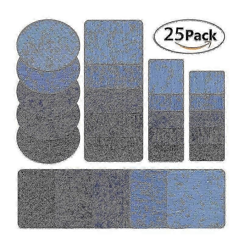 25 Pcs Denim Patches, 5 Colors Iron-on Patches(5 Sizes) SZRH A-W