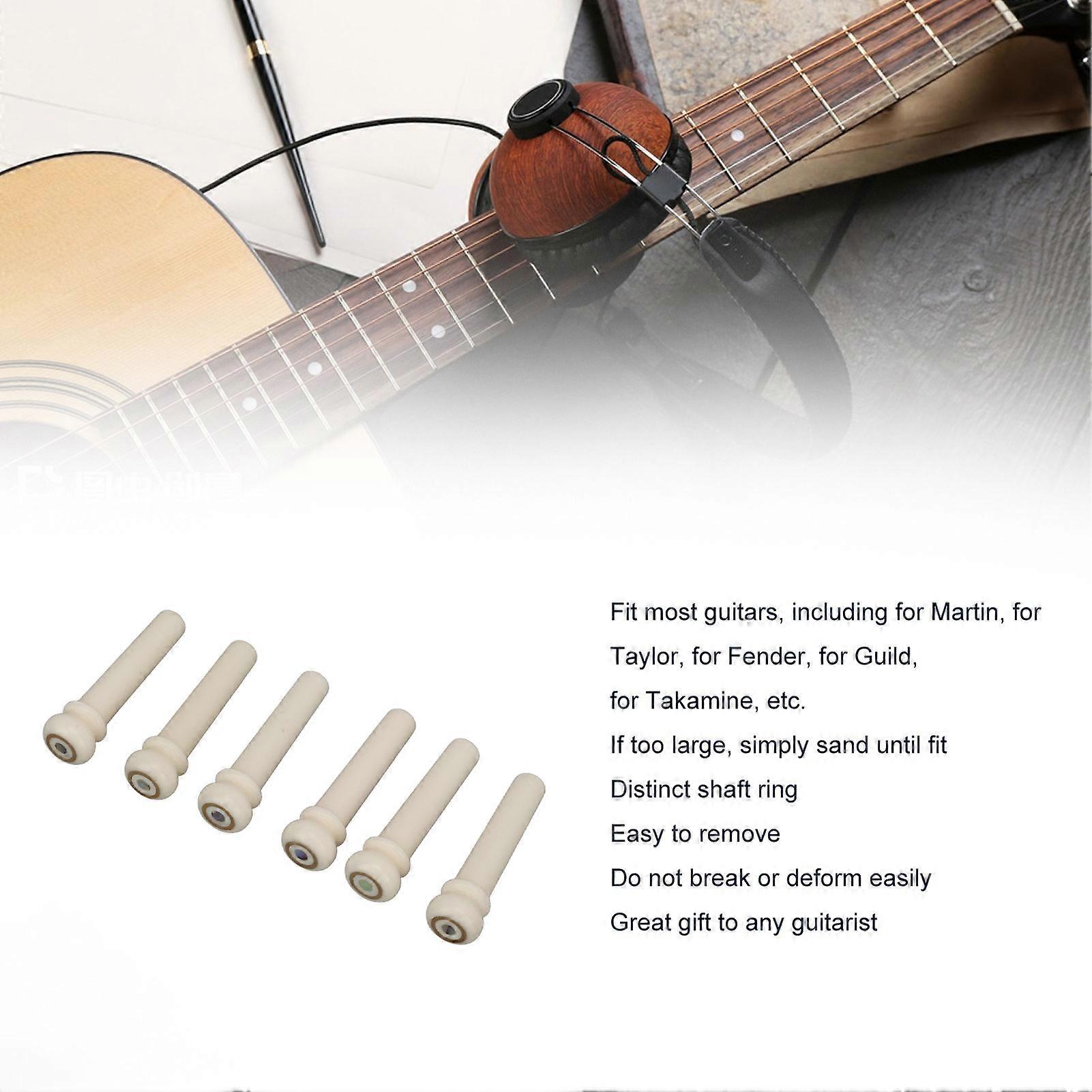 Lot de 6 chevilles de chevalet en os avec incrustations de points pour guitare acoustique