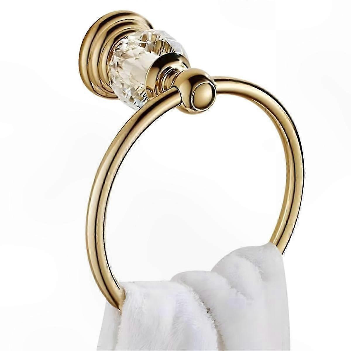 Gold Plated Towel Ring for Bathroom Use with Durable Crystal Design