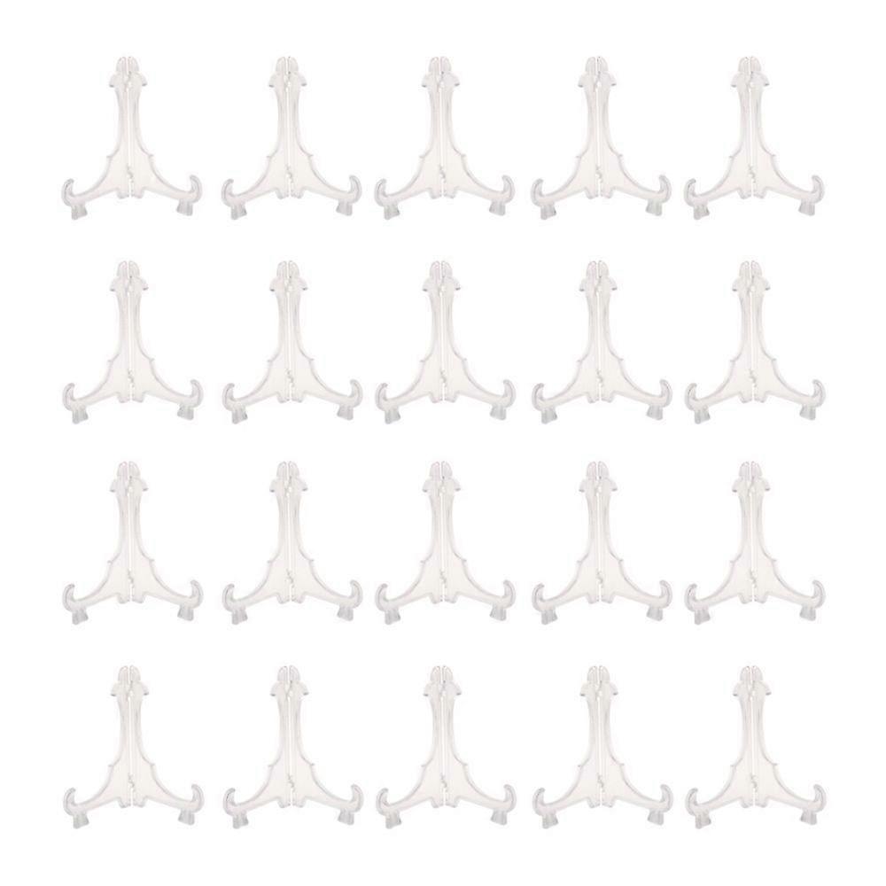 20 Pieces Plastic Folding Plate Display Easel Photo Stand Holder Clear 10cm