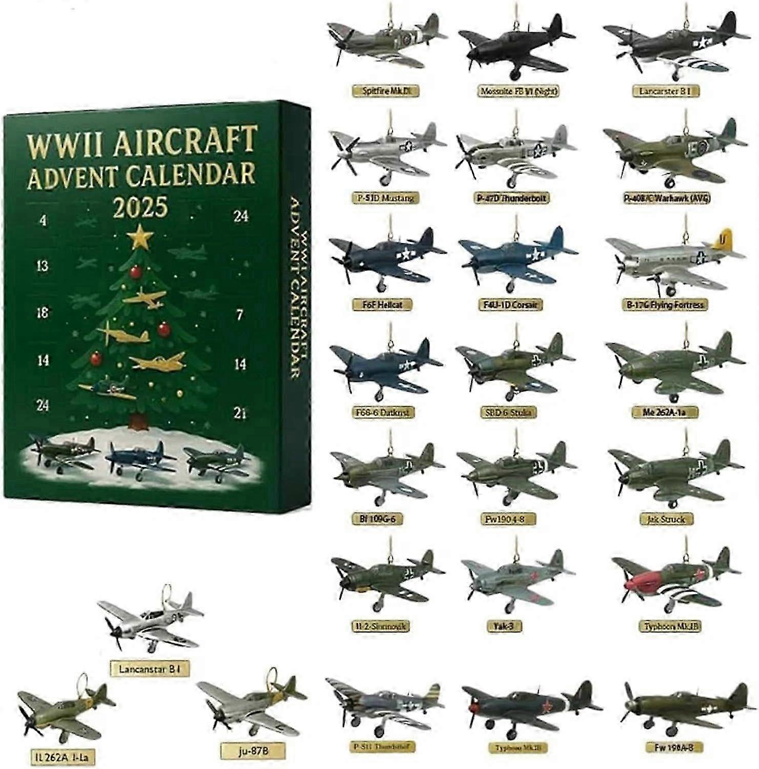 WW2 Airplane Advent Calendar 2025, 24 Days WW2 Fighter Planes, Christmas Countdown, World War II Calendar Set, Fighter Plane Advent Calendar