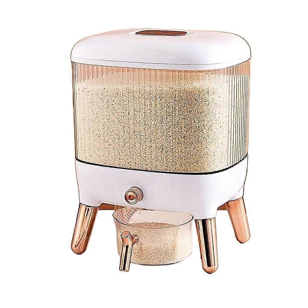 Rice Bucket With Lid PressType Output Insectproof Moistureproof Transparent Grain Storage Bin GoldPlated 10kg