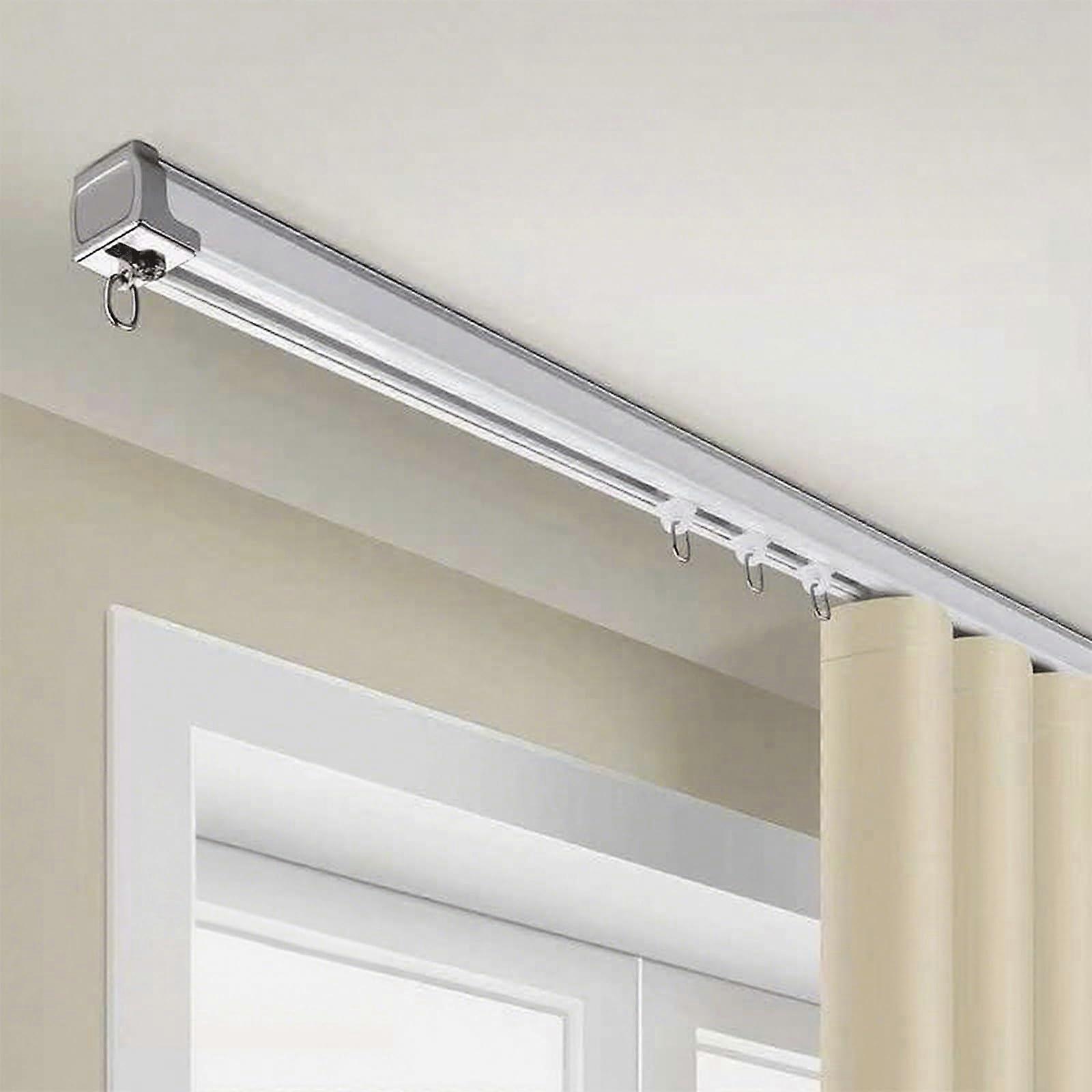 Curtain Rails Ceiling And Wall Mounted HeavyDuty With Silent Rollers And Brackets 4.5m White For Living Room Privacy