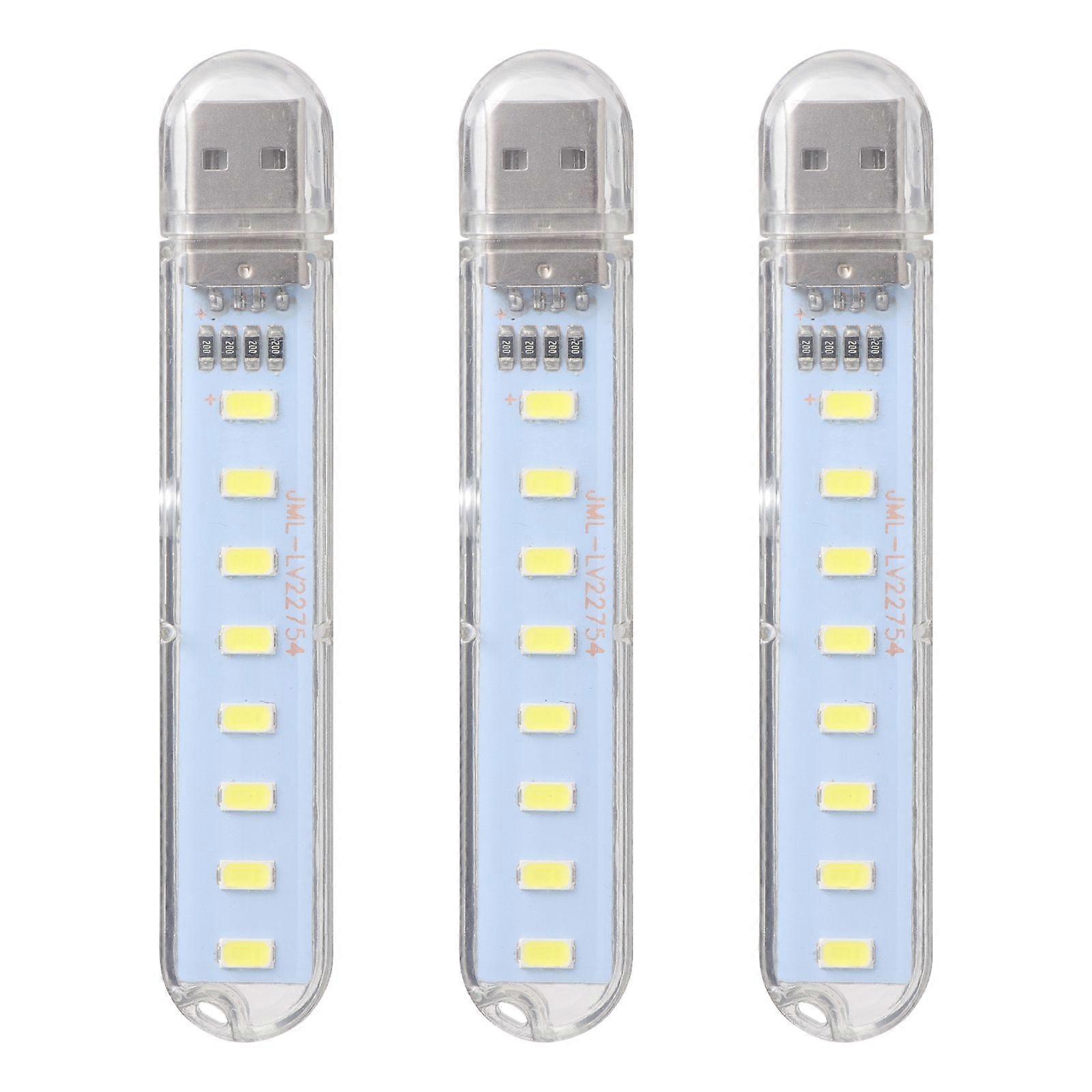 3 Pcs USB Light Portable Night Lamp Practical USB Charging Light (White Light)