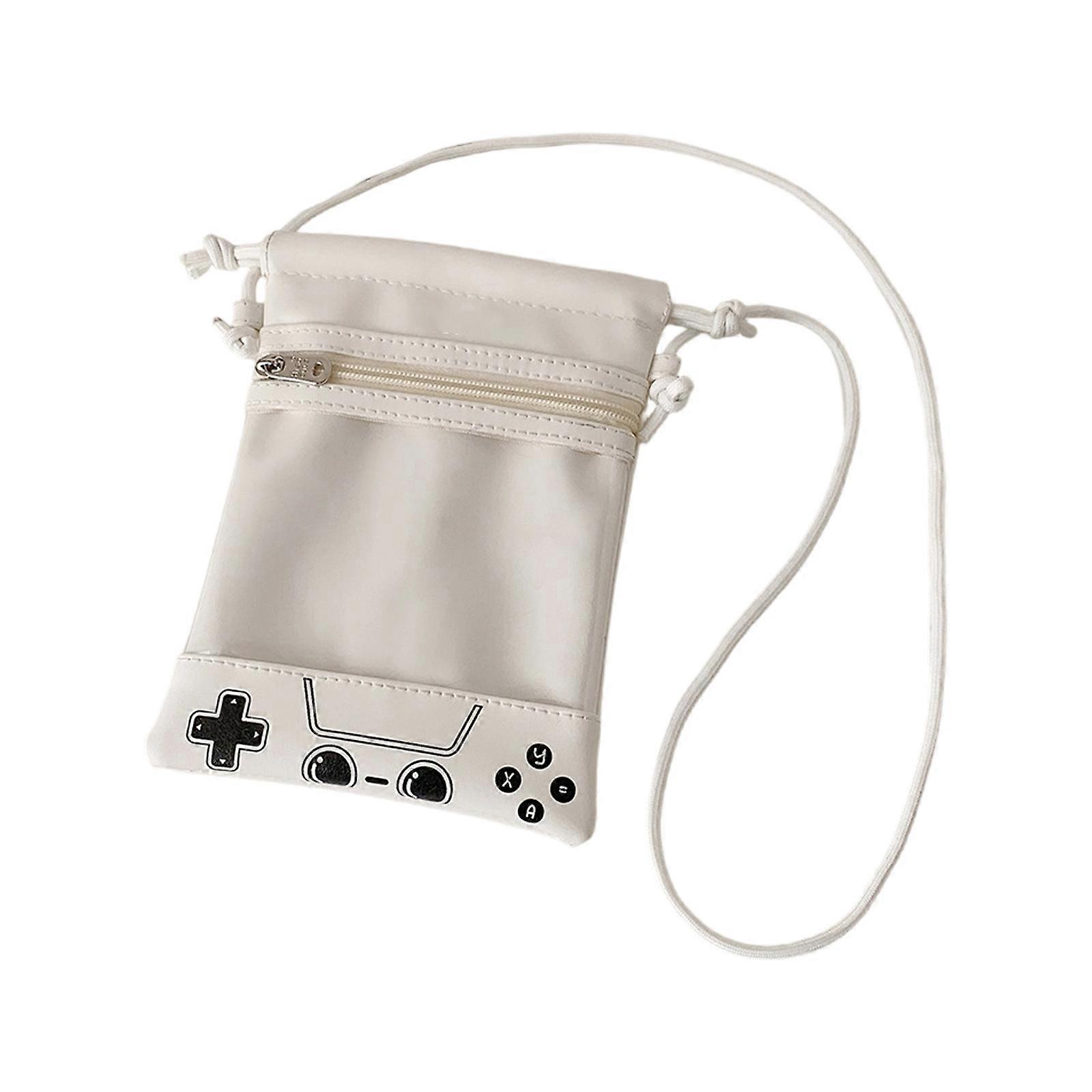 Dustproof Drawstring Crossbody Bag PU Storage Pouch For Plush Toy Multipurpose Compact Organizers  White