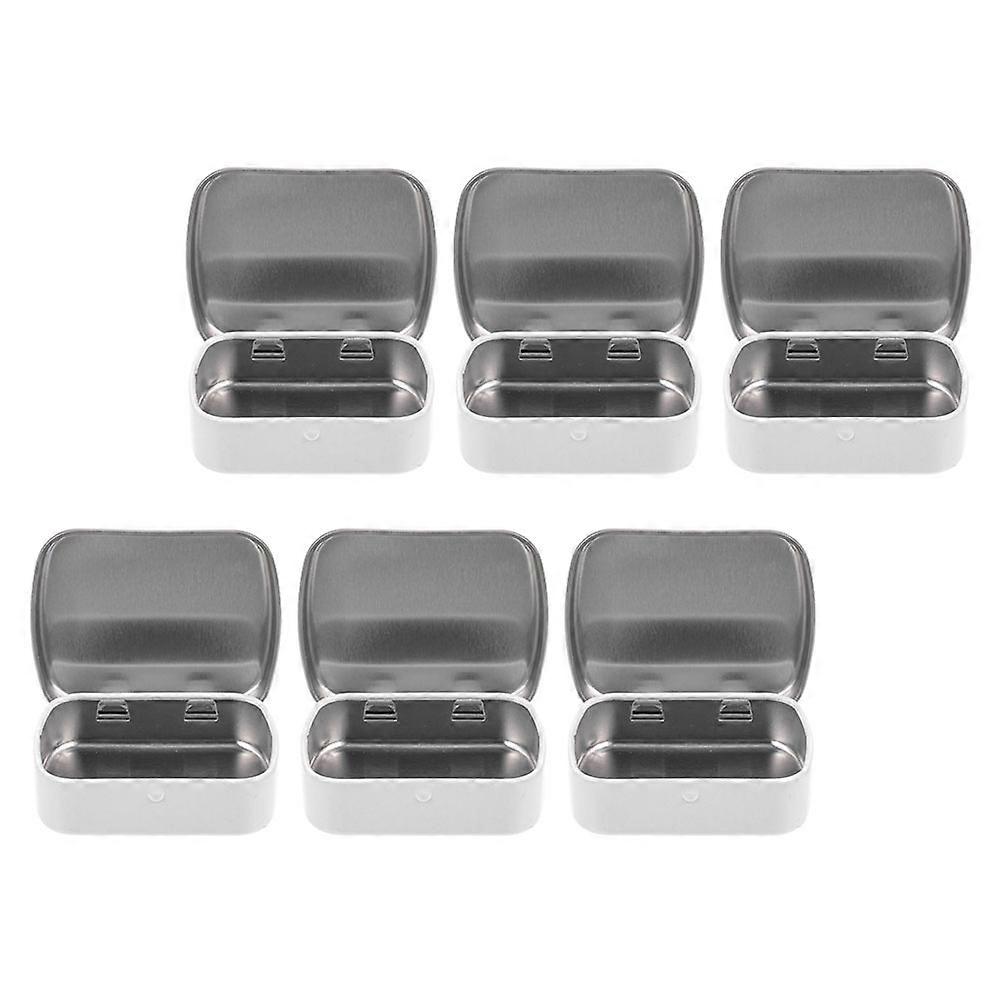 White Mini Tin Box for Storage 6Pcs Small Portable Jewelry Storage Case