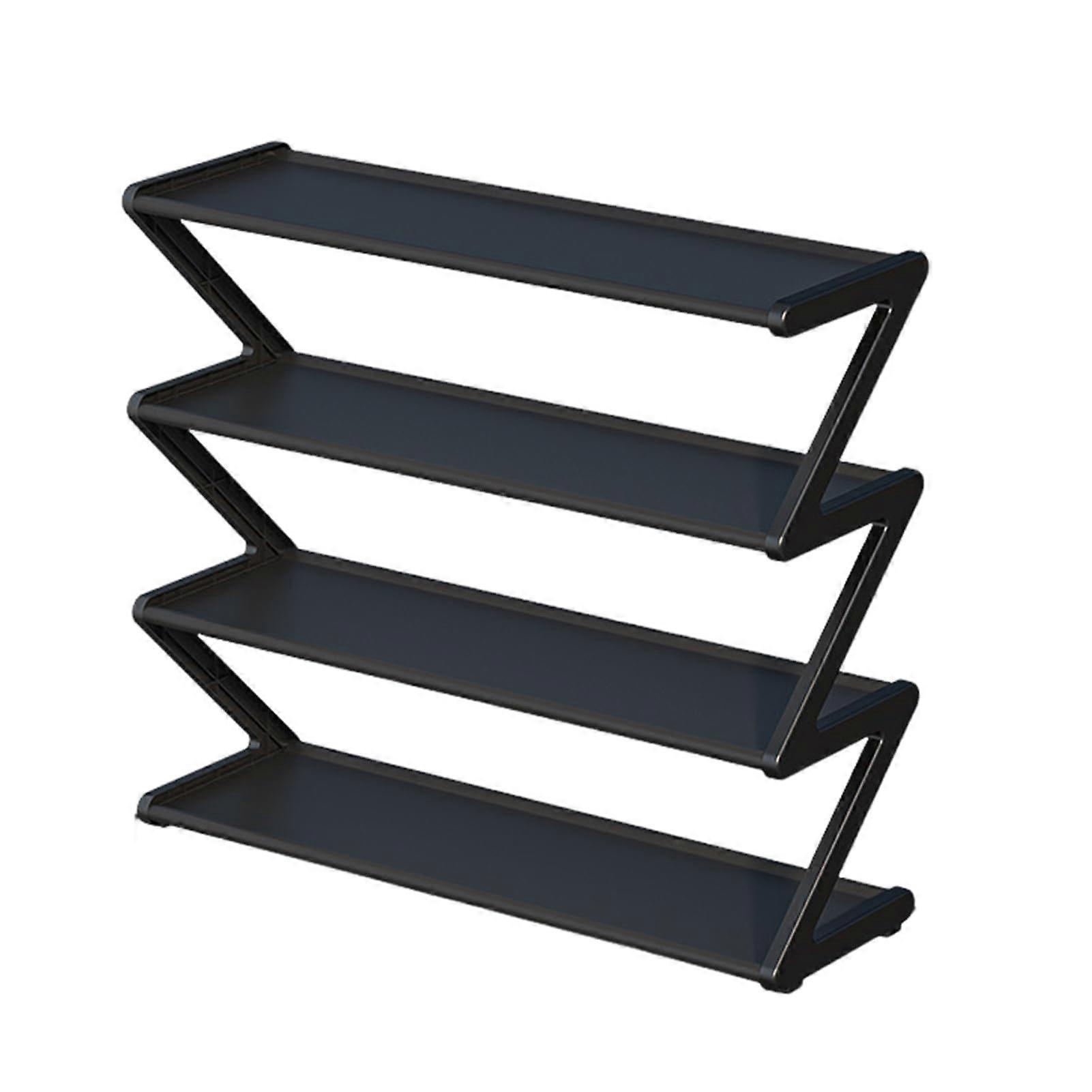 Shoe Storage Rack Freestanding ZShape 4 Tier Organizer for Home Dorm Large Capacity Black M