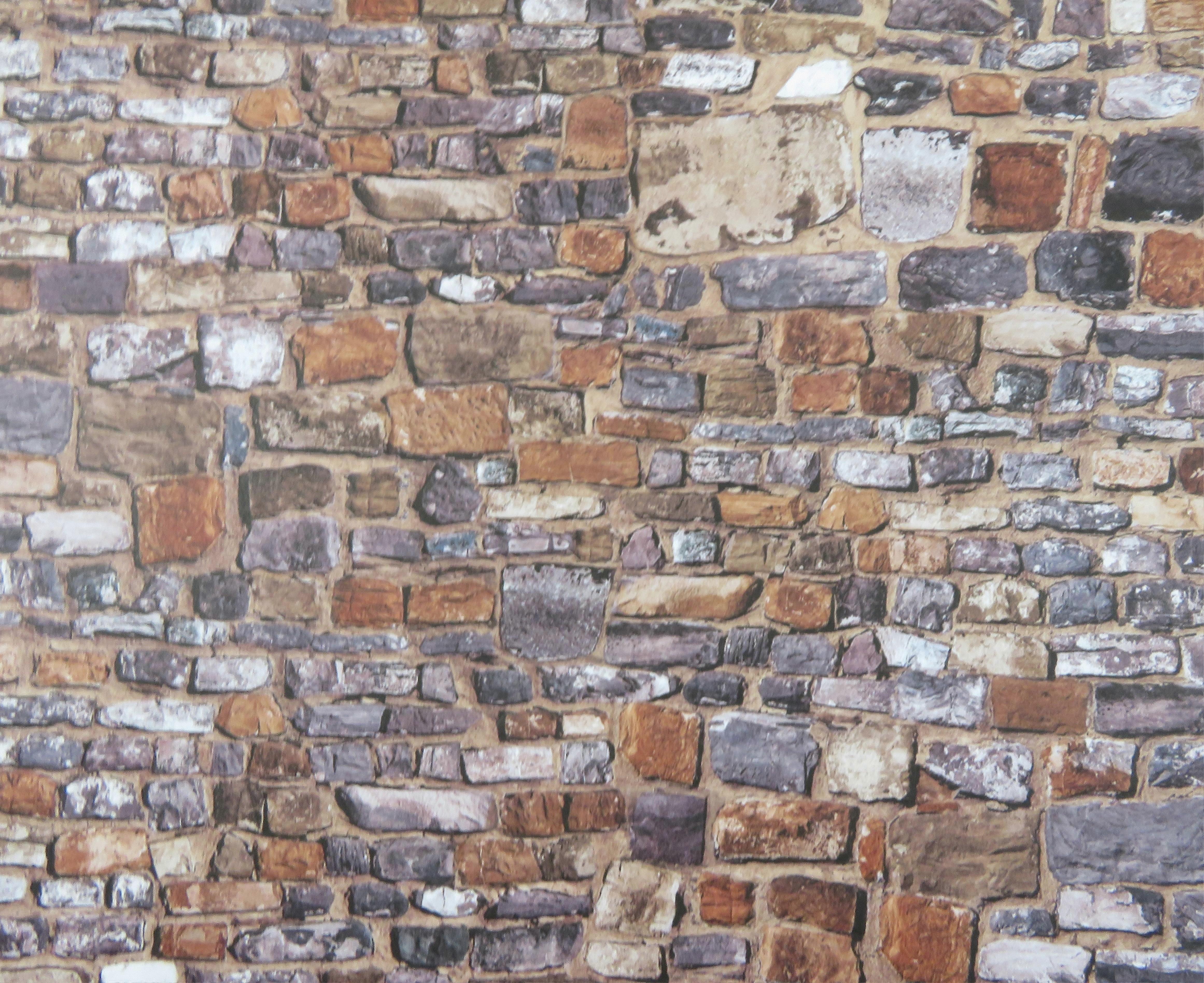 دمى البيت الحجر القديم الجدار الخارجي Diy ورقة بطاقة 1:12 مقياس