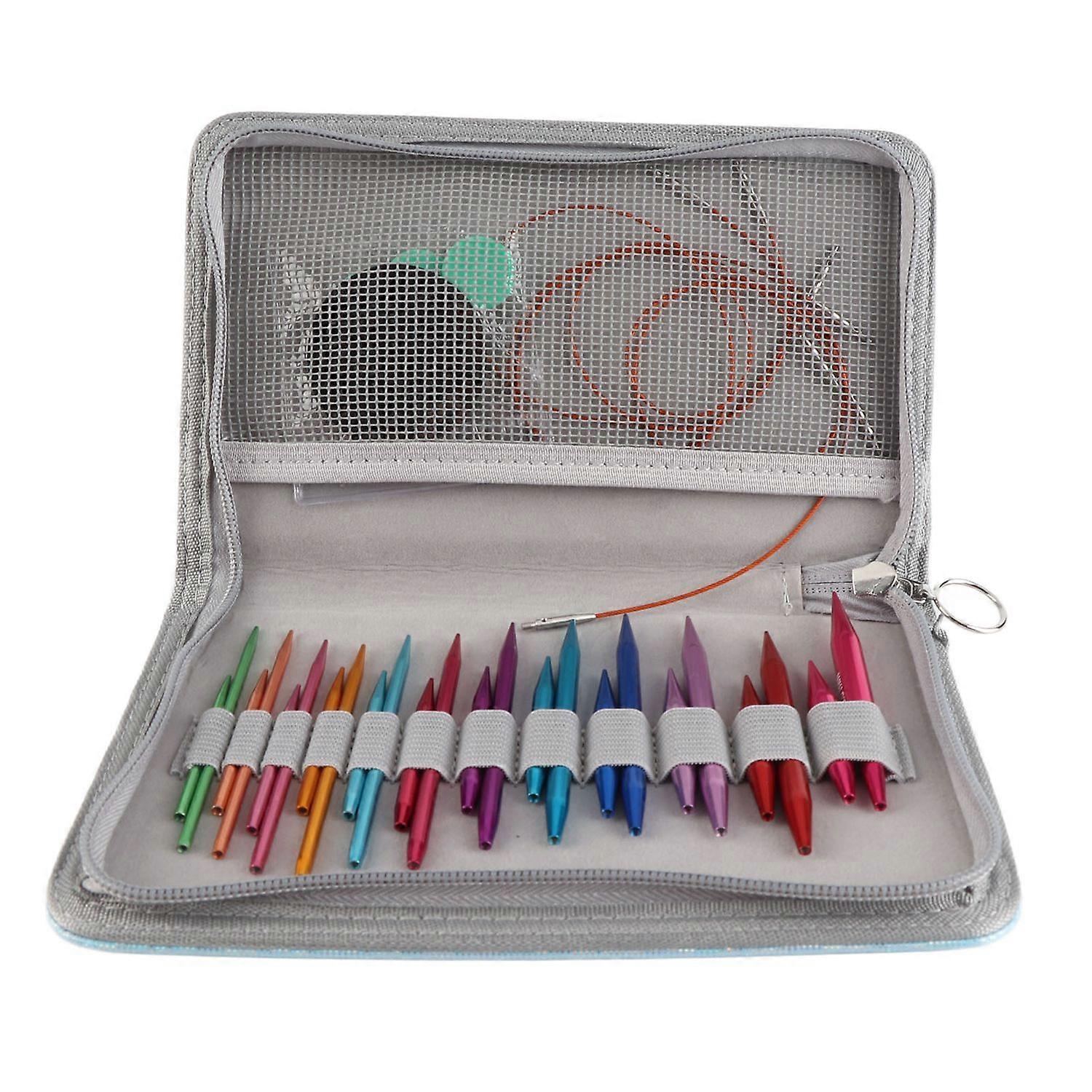 Circular Knitting Needle Set 3 to 8mm Interchangeable Assorted Colors Circular Needle Set with Stora