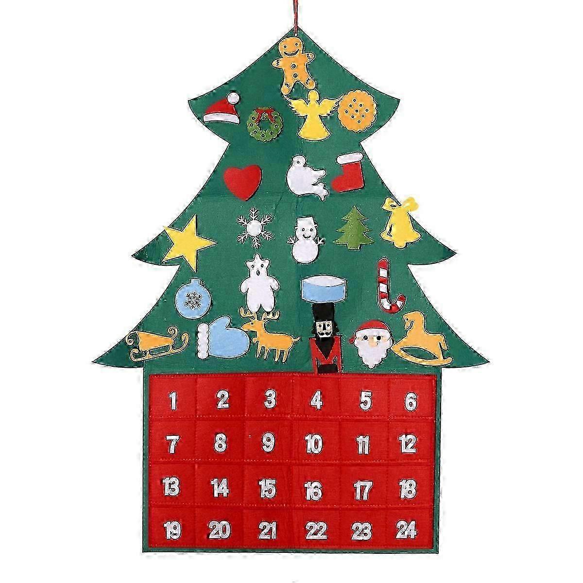 Advent Calendar Felt Tree for DIY Christmas Decorations Hanging