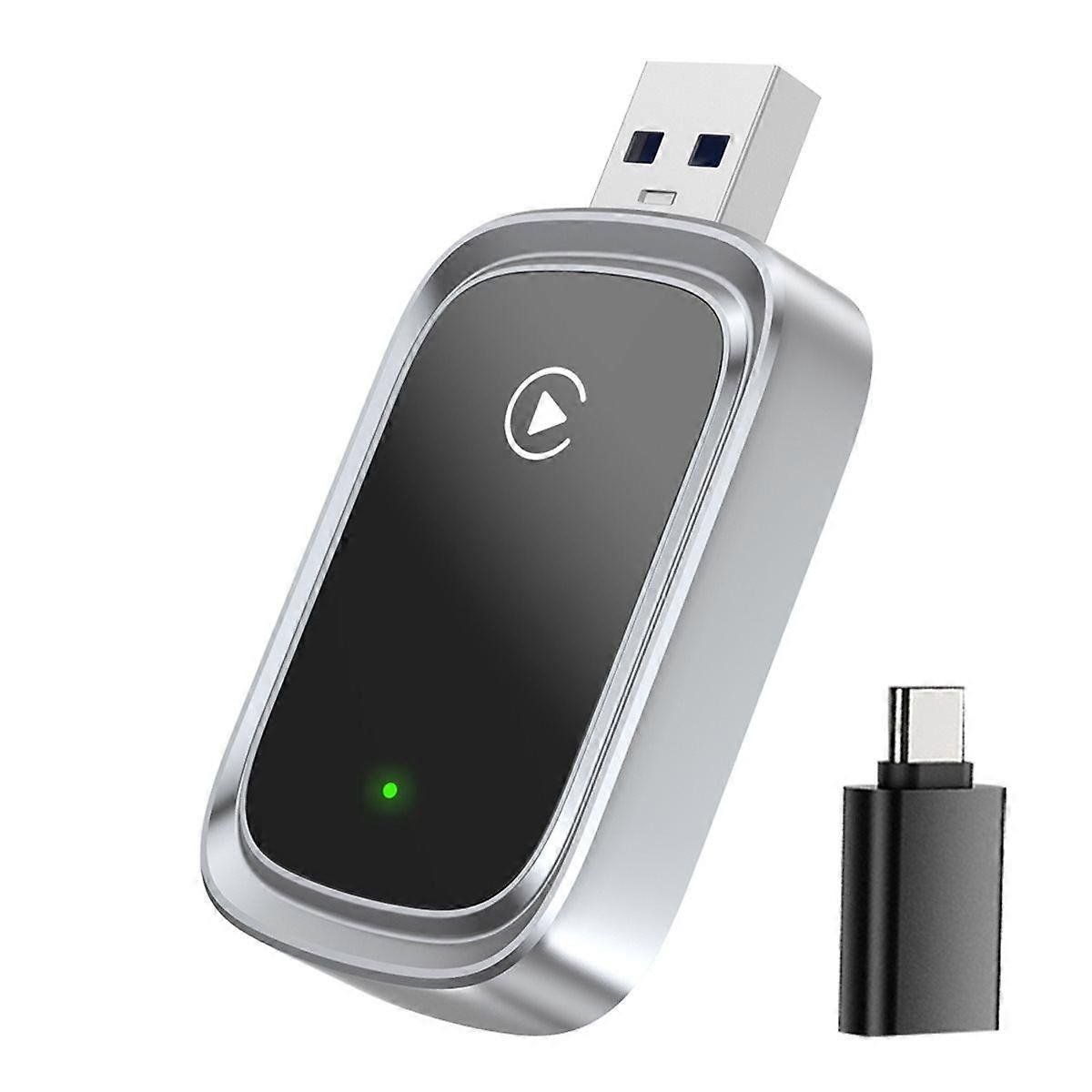 2in1 Wireless Carplay Adapter Android AUTO Smart AI Box Voice Control WiFi & Bluetooth Wired CarPlay