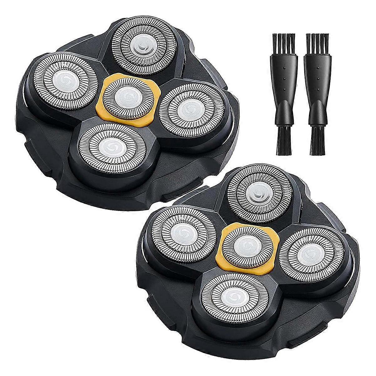 2PCS Head Shaver Replacement Heads for Titanium Head Shaver, 2 Cleaning Brush