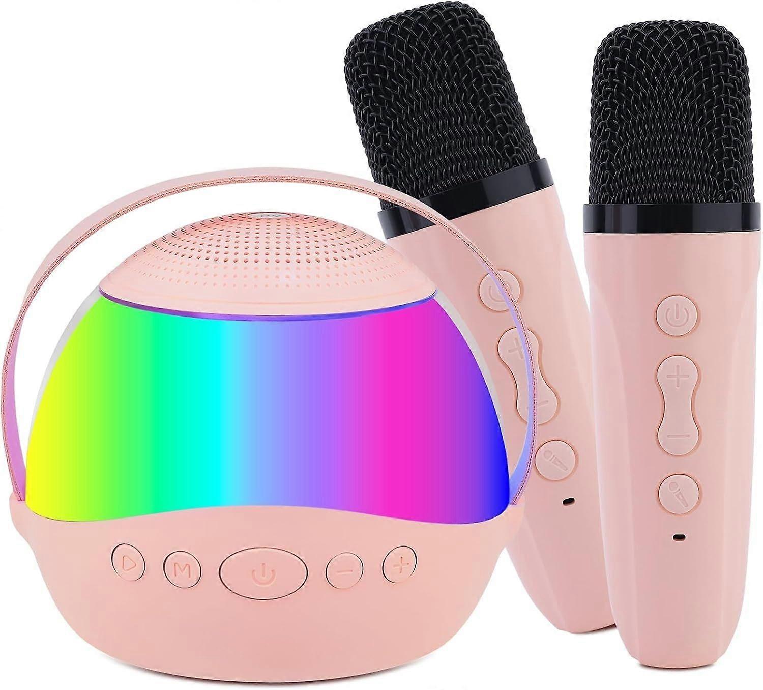 Karaoke Machine for Kids Adults,Portable Bluetooth Mini Karaoke Microphone Singing Speaker with 2 Wireless Mic and Light
