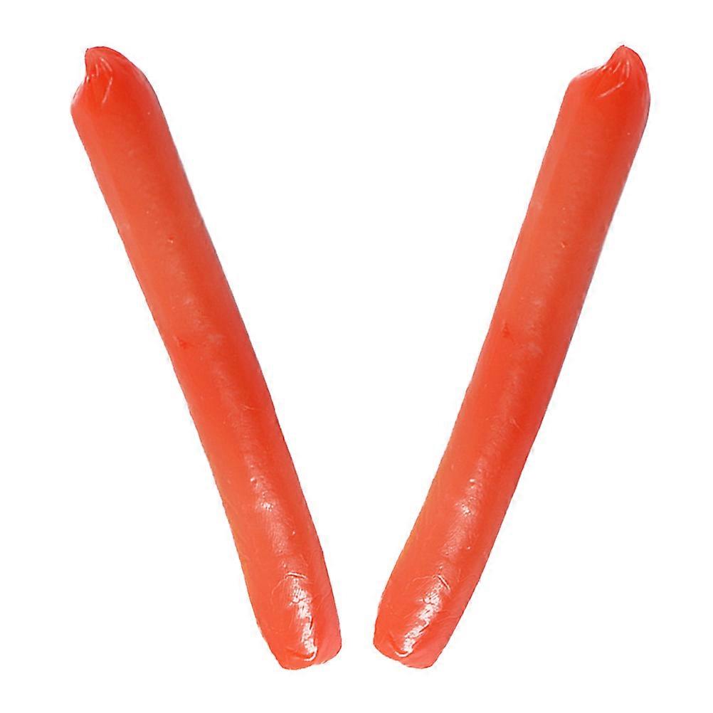 Plastic Artificial Hot Dog Model for Party Decorations 2Pcs Orange PVC