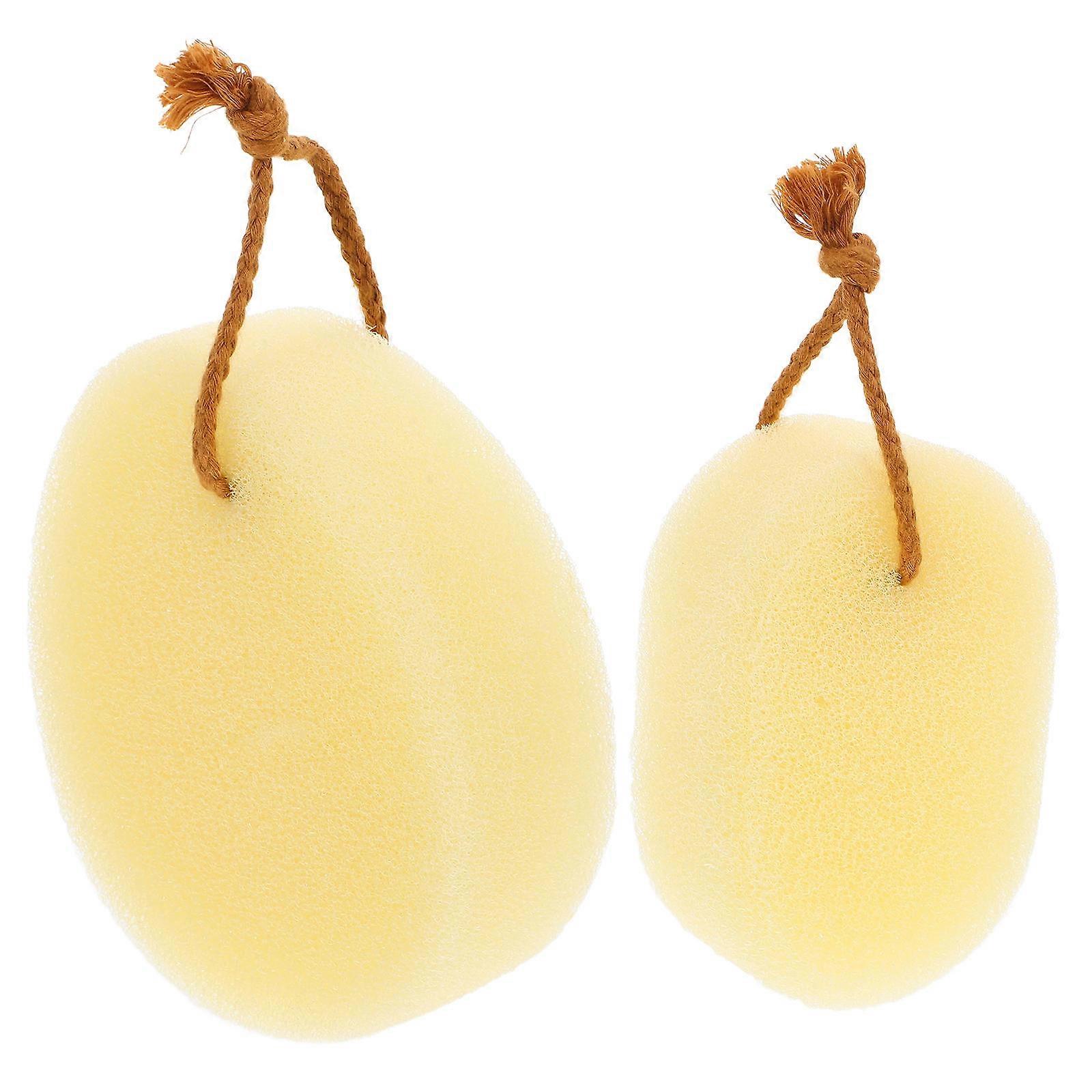 Bath Back Sponge for Comfortable Shower 2Pcs Body Cleaning Sponge Yellow