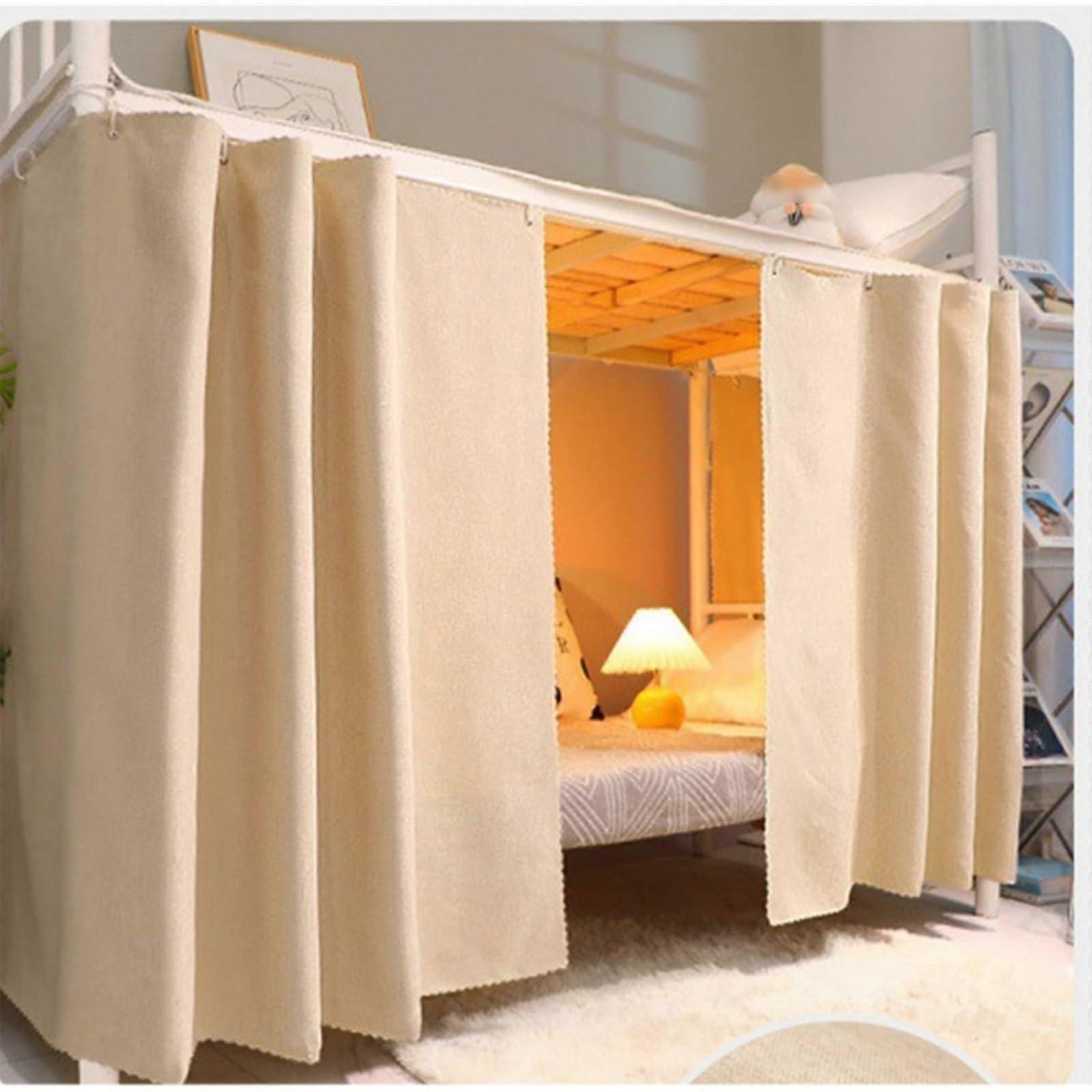 Bunk Bed Curtains Blackout Privacy for Dorm Room, 50% Light Blocking Beige Set 1.2M
