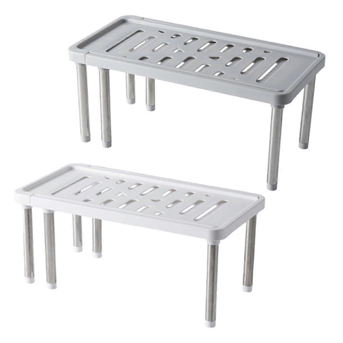 2pcs Kitchen Sink Organizer Adjustable Draining Rack Stainless Steel Expandable Storage Shelf