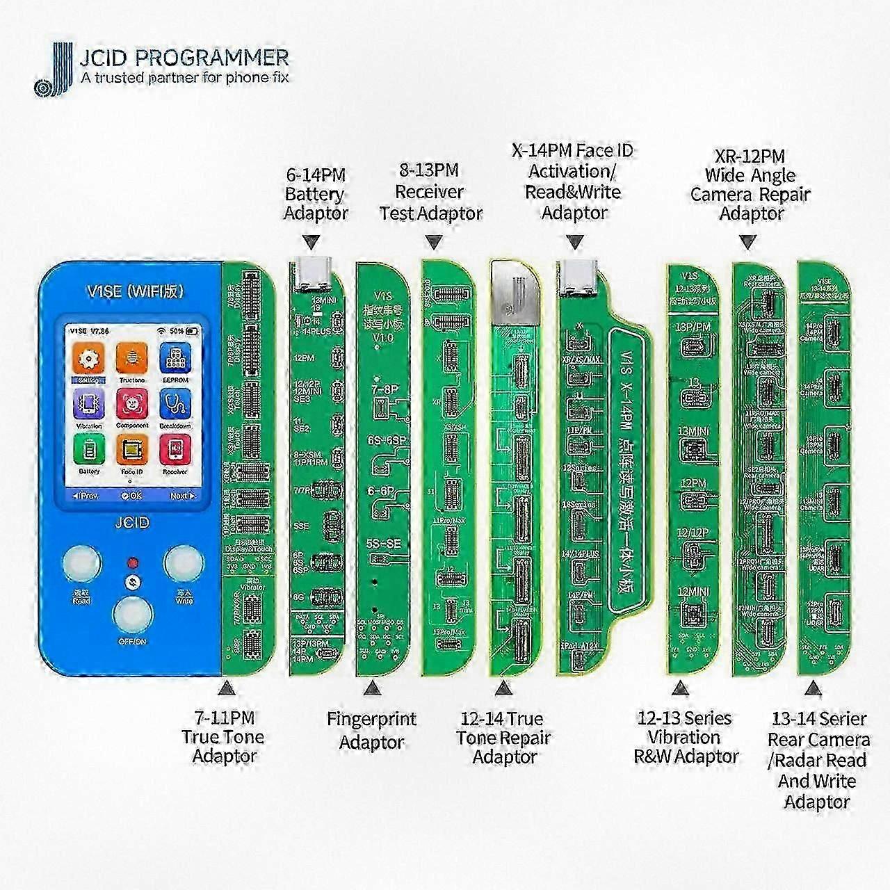 JC V1SE True Tone Reparation Programmerare för iPhone 7 7P 8 8P X XR XS XS Max 11 Pro Max 12 13 14 - Batteri och Fingeravtryck SN-läsare