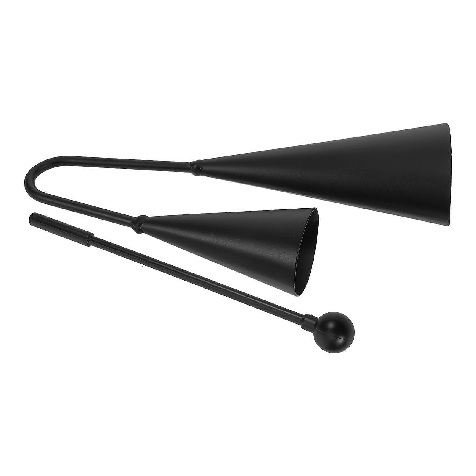 Double Cowbell Percussion Instrument for Performance Use 1Set with Black Stick