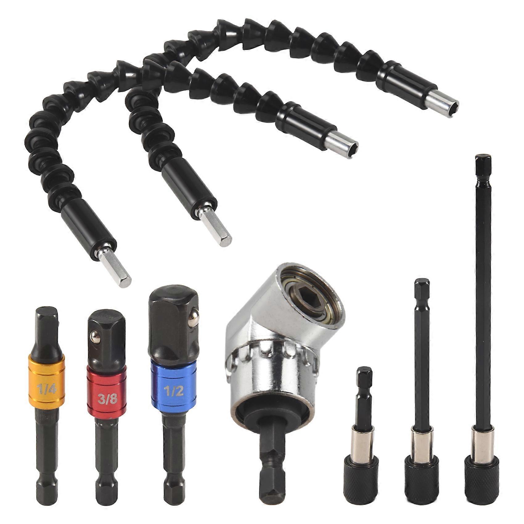 Flexible Drill Extension Hex Shank Drill Nut Driver Bit Set, Bendable Drill Bit,Universal Socket Adapter Set