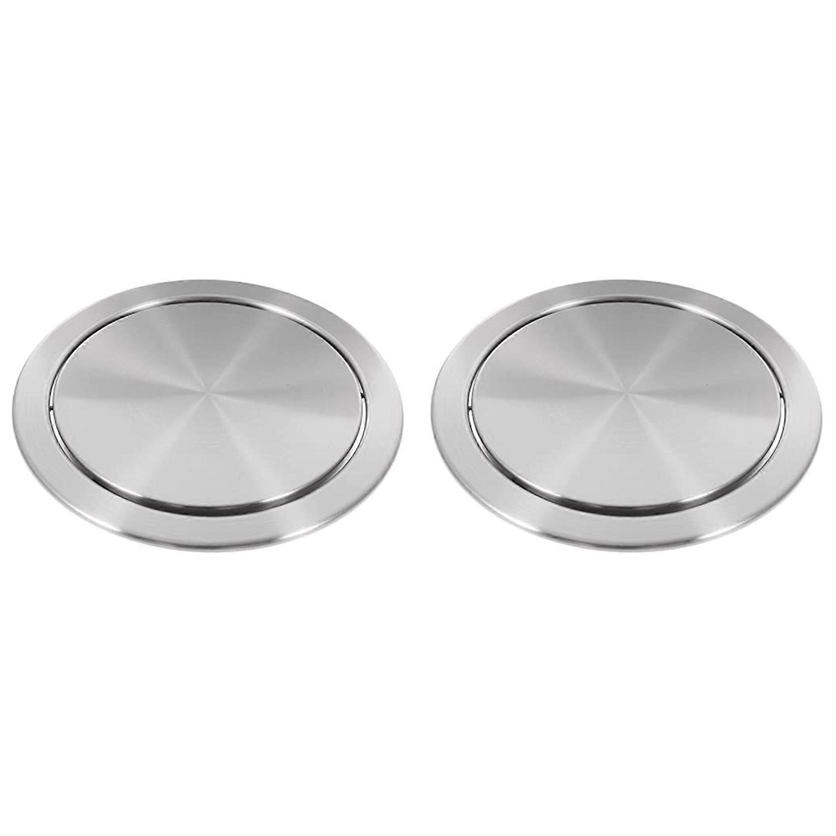 2X Trash Can Lid Simple Trash Grommet Embedded Countertop Round Cover Swing Flap Trash Bin Lid for Kitchen Bathroom