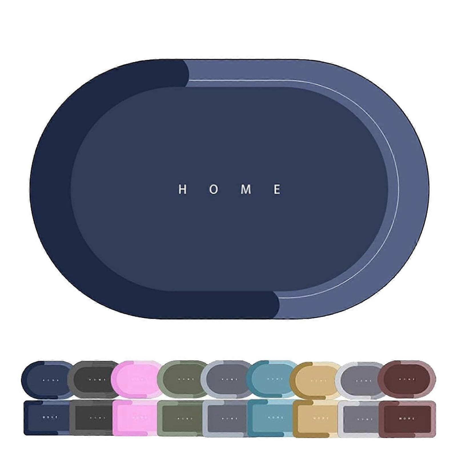 Super Absorbent Bath Mat with QuickDry and Non Slip Rubber Backing, Dark Blue 19.6x31.4in